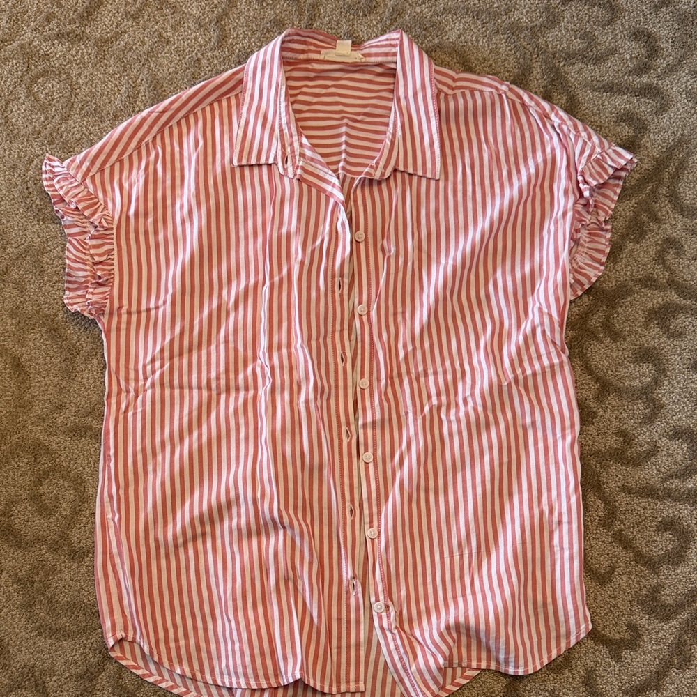 beachlunchlounge Pink Striped Blouse